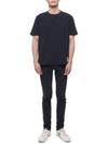 Men's Center Back Striped Short Sleeve T-Shirt Navy - THOM BROWNE - BALAAN 4