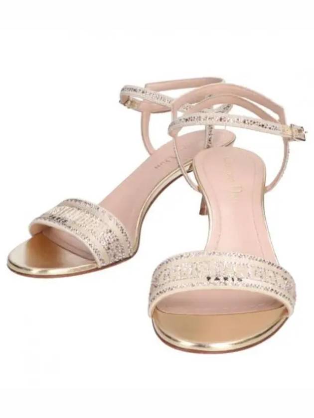 Dway Cotton Embroidered Metallic Thread Strass Sandal Heels Gold - DIOR - BALAAN 2