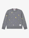 Embroidered Crew Neck Cotton Sweatshirt Grey - THOM BROWNE - BALAAN 2