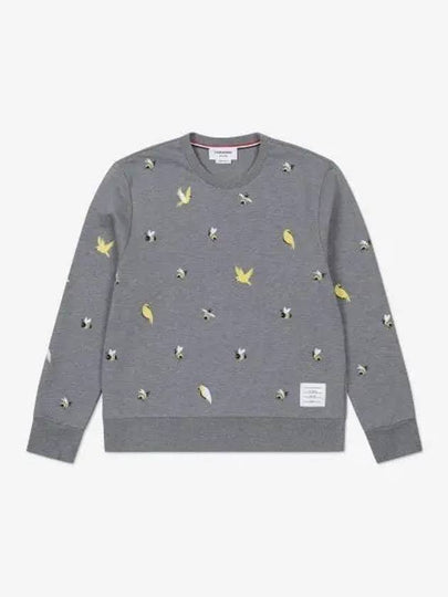 Embroidered Crew Neck Cotton Sweatshirt Grey - THOM BROWNE - BALAAN 2