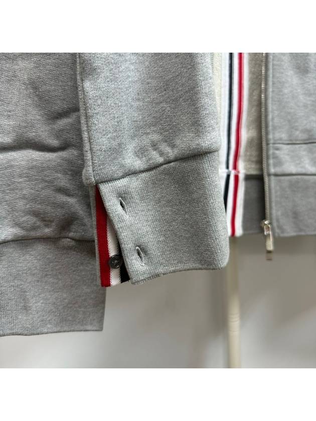 Center Back Stripe Cotton Zip Up Hoodie Light Grey - THOM BROWNE - BALAAN 6