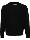 Compass Embroidered Crew Neck Organic Cotton Knit Top Navy - STONE ISLAND - BALAAN 3