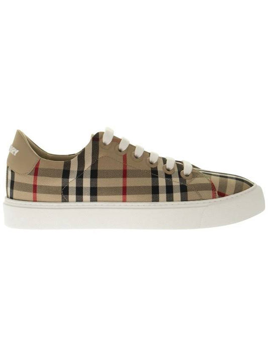 Vintage Check and Leather Sneakers Archive Beige - BURBERRY - BALAAN 1