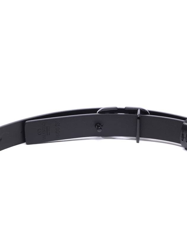 V Logo Signature Leather Belt Black - VALENTINO - BALAAN 7