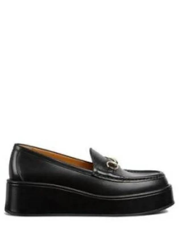 Women s Horsebit Wedge Loafer Black Leather 794317AADO01000 - GUCCI - BALAAN 2