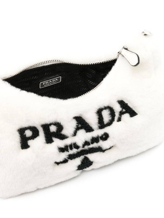 Embroidered Logo Fur Shoulder Bag White - PRADA - BALAAN 7