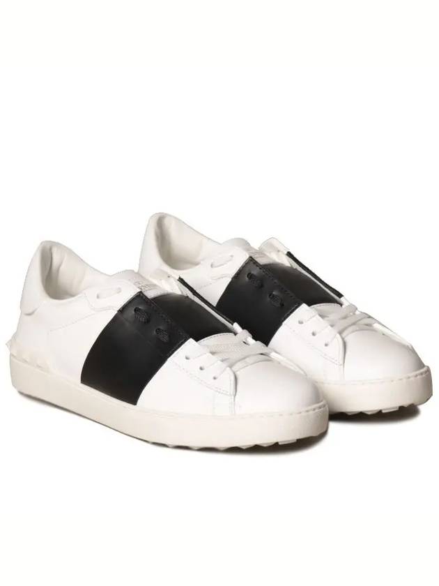 Men's Hidden Strap Rockstud Color Contrast Sneakers White Black - VALENTINO - BALAAN 3