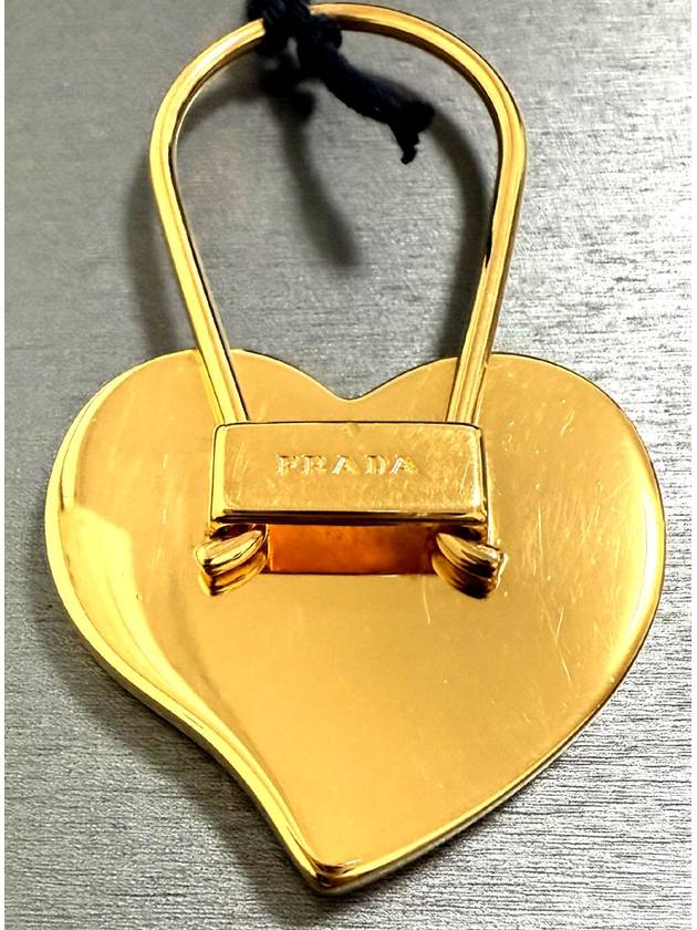 Heart Saffiano Leather Key Holder Black - PRADA - BALAAN 7