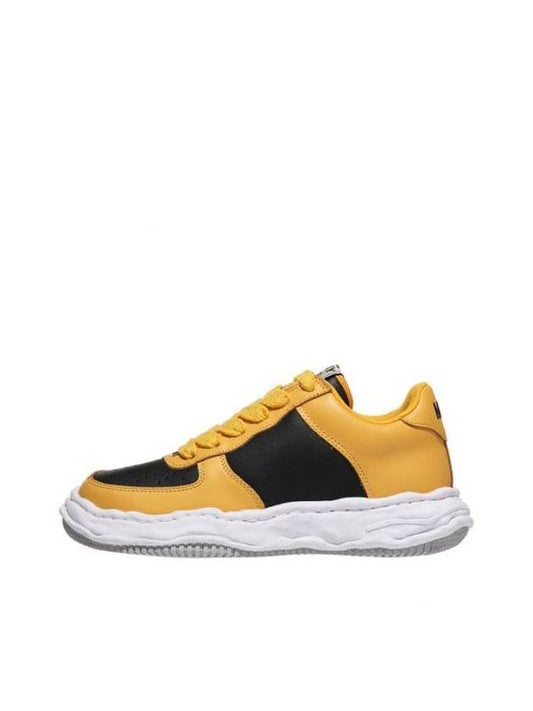 Wayne OG Sole Leather Low Top Sneakers Black Yellow - MIHARA YASUHIRO - BALAAN 1