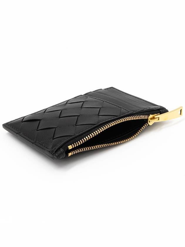 Intrecciato Zipper Leather Card Wallet Black - BOTTEGA VENETA - BALAAN 4