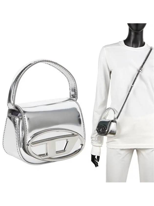 1DR Compact Mirrored Leather Shoulder Bag Silver - DIESEL - BALAAN 2