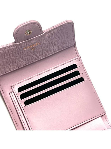 Classic gold logo bifold wallet light pink - CHANEL - BALAAN 6