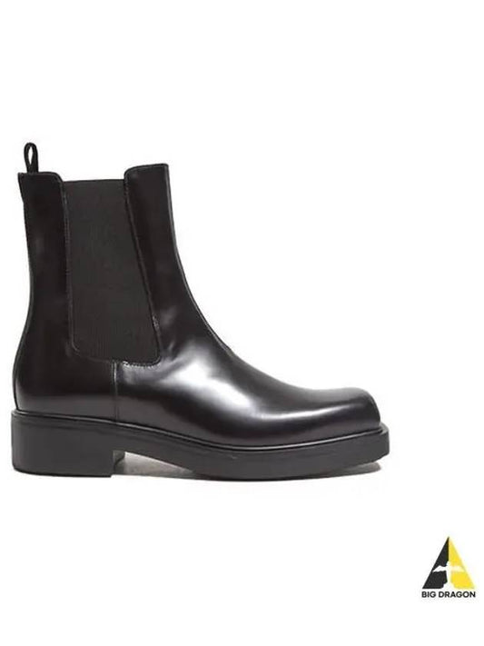 Men s Brushed Leather Chelsea Boots Black 2UG006 B4L - PRADA - BALAAN 1