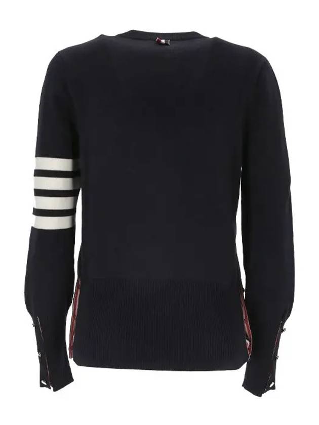 Milano Stitch Crewneck 4-Bar Cotton Crepe Knit Top Navy - THOM BROWNE - BALAAN 3