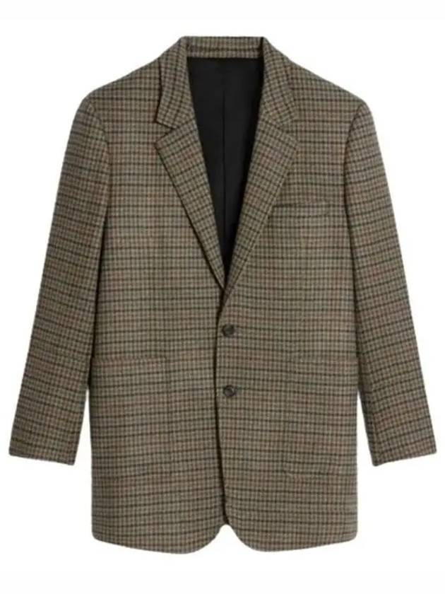 Tommy Checked Cashmere Jacket Camel Gris Foret - CELINE - BALAAN 1