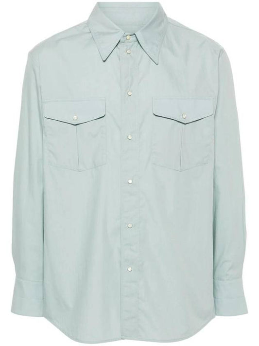 Western Poplin Long Sleeve Shirt Blue - LEMAIRE - BALAAN 1