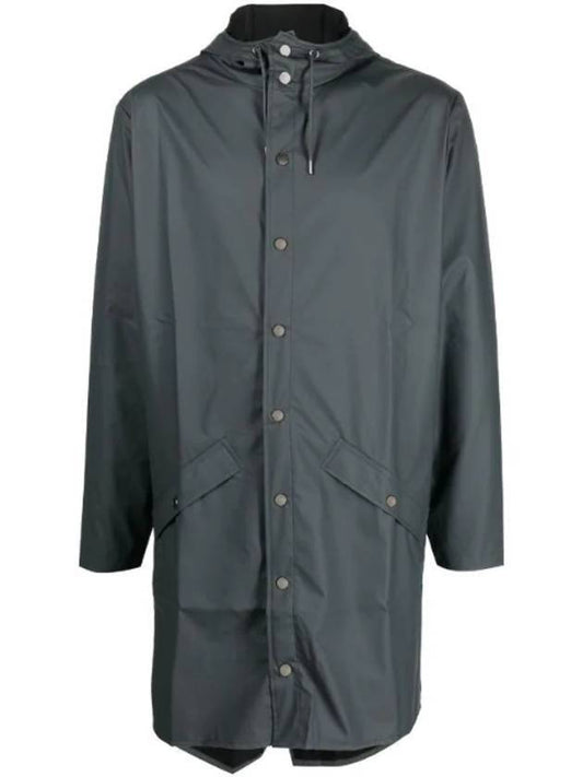 Hooded Long Raincoat Slate - RAINS - BALAAN 1