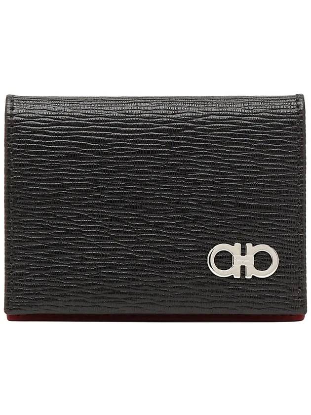 Salvatore Revival Gancini Bicolor Card Wallet Black - SALVATORE FERRAGAMO - BALAAN 3