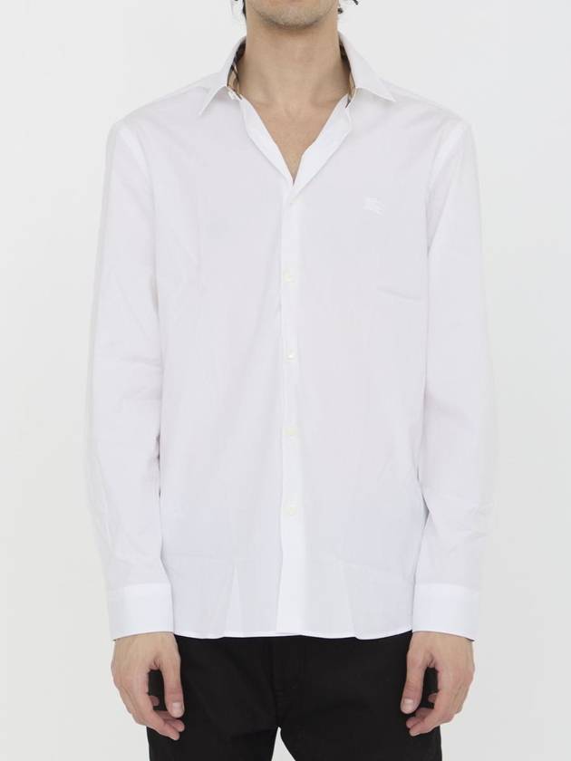 Plain Cotton Long Sleeve Shirt White - BURBERRY - BALAAN 2