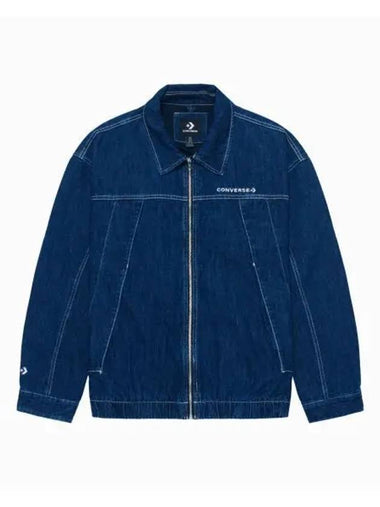 Oversized Full Zip Denim Jacket Mid Indigo - CONVERSE - BALAAN 1