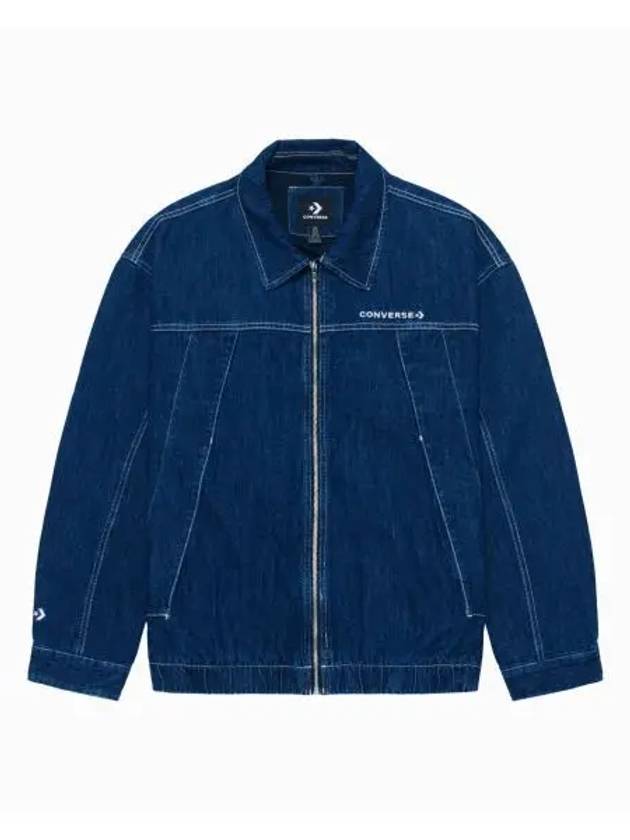 Oversized Full Zip Denim Jacket Mid Indigo - CONVERSE - BALAAN 1