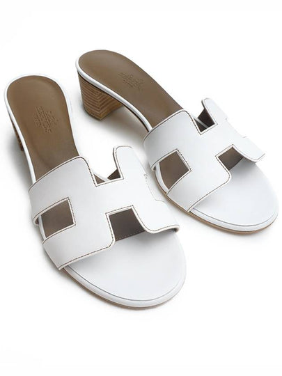 Oasis Calfskin Slipper Heels Blanc - HERMES - BALAAN 2