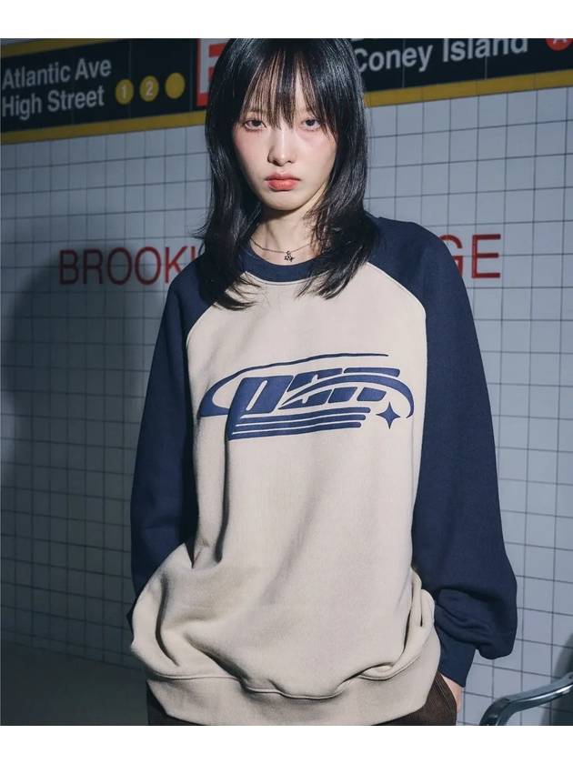 Shooting Logo Raglan Sweatshirt Navy Tan - CPGN STUDIO - BALAAN 4