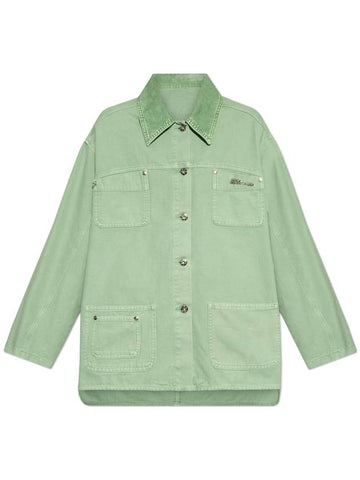 Blumarine Denim Jacket, Women's, Green - BLUMARINE - BALAAN 1