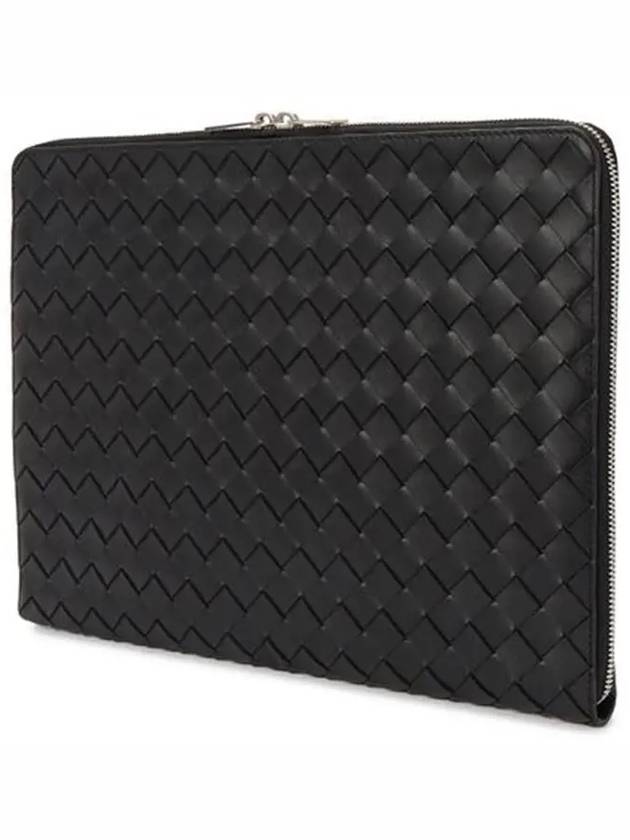 Intrecciato Calfskin Clutch Bag Black - BOTTEGA VENETA - BALAAN 3