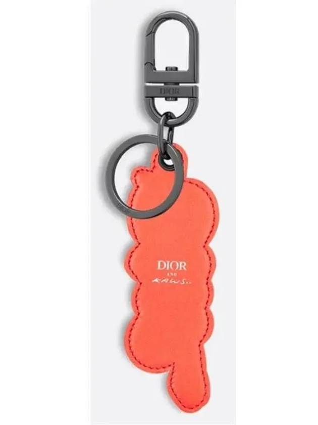 Kaws Grained Calfskin And Rubber Key Holder Vermilion Red - DIOR - BALAAN 3