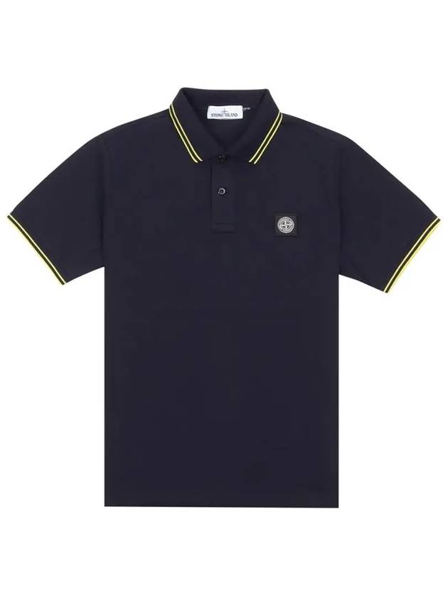 Men's Two Line Wappen Patch Cotton Short Sleeve Polo Shirt Navy - STONE ISLAND - BALAAN 3