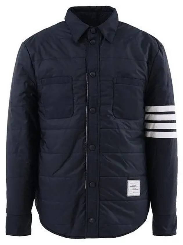 4 Bar Reversible Shirt Jacket Navy - THOM BROWNE - BALAAN 2