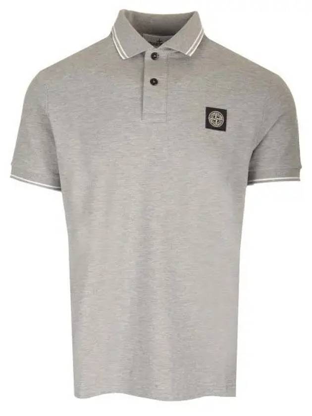 Stretch Cotton Pique Short Sleeve Polo Shirt Grey - STONE ISLAND - BALAAN 2