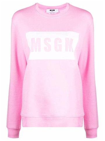 Box Logo Crew Neck Cotton Sweatshirt Pink - MSGM - BALAAN 1