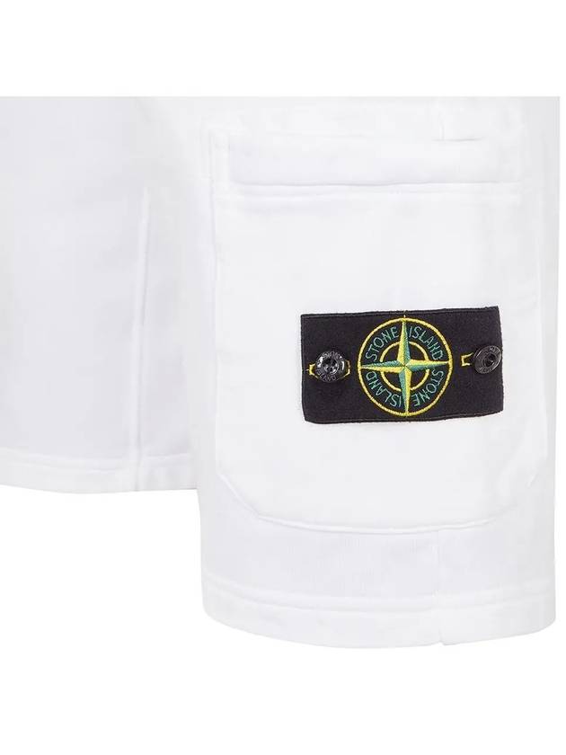 Cotton Fleece Cargo Bermuda Shorts White - STONE ISLAND - BALAAN 4