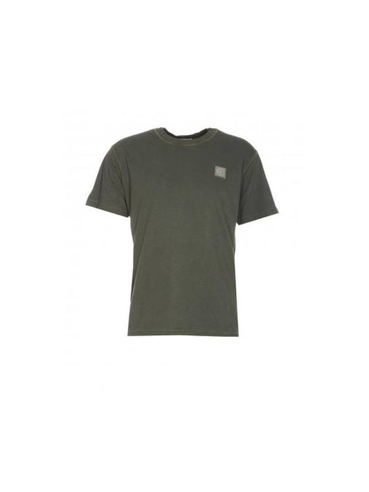 Organic Cotton Short Sleeve T-Shirt Sage Green - STONE ISLAND - BALAAN 1