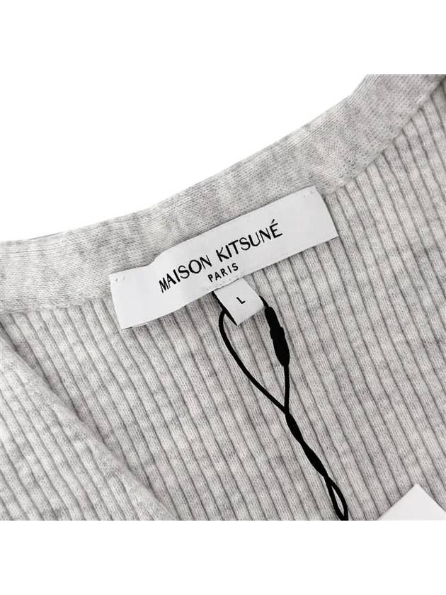 Baby Fox Patch Fine Ribbed Cardigan Grey Melange - MAISON KITSUNE - BALAAN 7