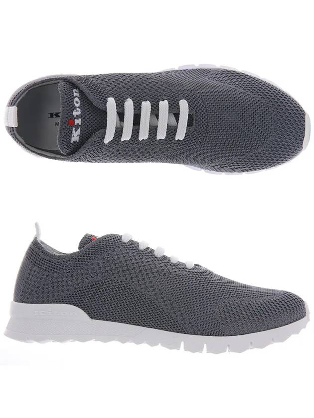 knit low top sneakers gray - KITON - BALAAN.