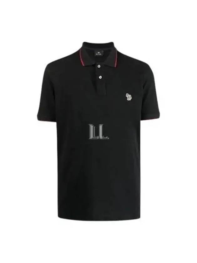 Zebra Patch Regular Fit Short Sleeve Polo Shirt Black - PAUL SMITH - BALAAN 2