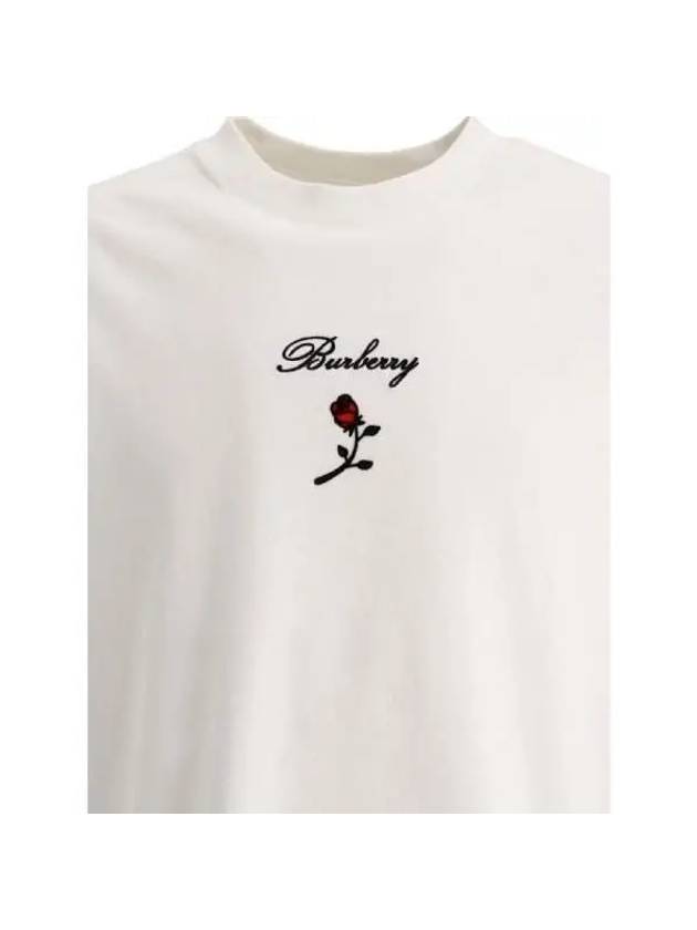 Rose Embroidered Logo Short Sleeve T-shirt White - BURBERRY - BALAAN 4