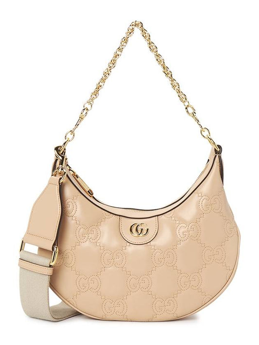 GG Matelasse Half Moon Small Shoulder Bag Beige - GUCCI - BALAAN 2