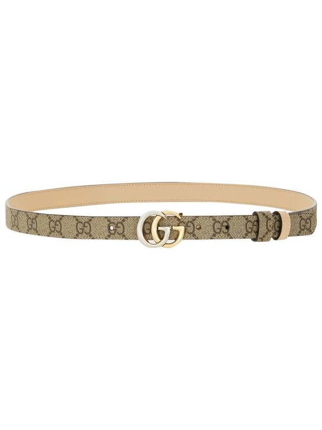 GG Marmont Reversible Thin Leather Belt Beige - GUCCI - BALAAN 5