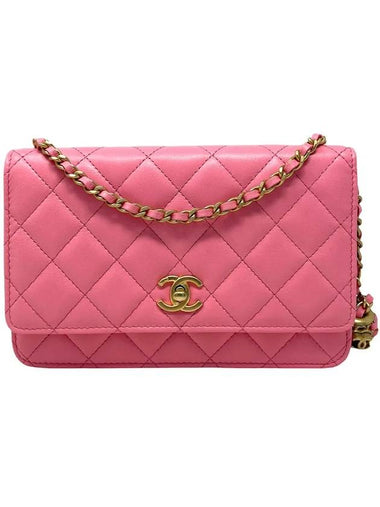 CC Logo Chain Leather Cross Bag Pink - CHANEL - BALAAN 1