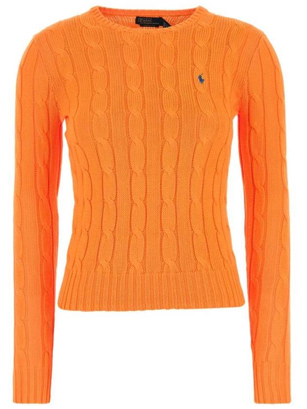 Embroidered Logo Pony Cable Knit Top Orange - POLO RALPH LAUREN - BALAAN 2