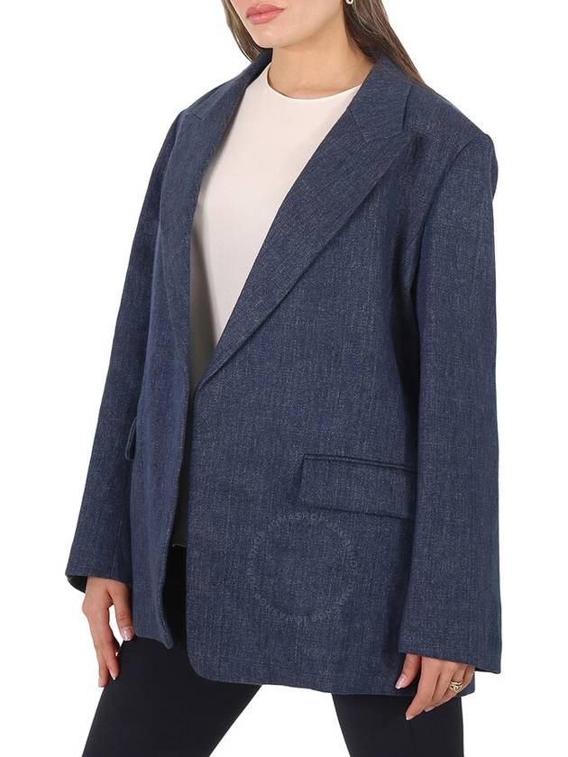 single-breasted linen blazer jacket Deep Ocean - CHLOE - BALAAN 3