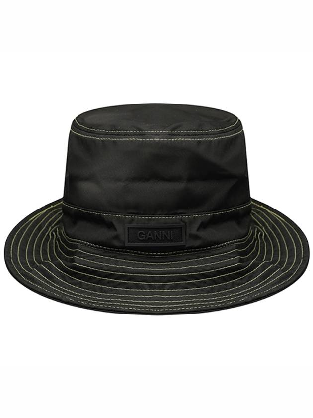 Women's Logo Patch Cotton Bucket Hat Black - GANNI - BALAAN 2