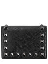 Rockstud Small Leather Half Wallet Black - VALENTINO - BALAAN 2