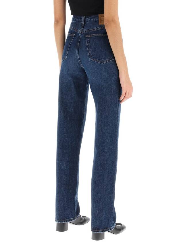 Logo Patch High-Waist Jeans Blue - TOTEME - BALAAN 4