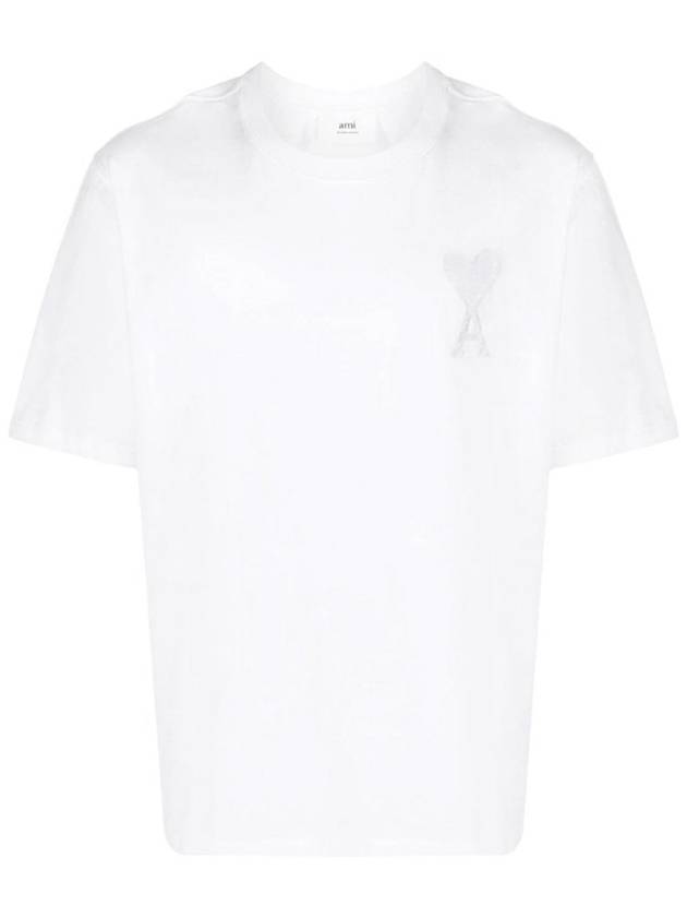 Big Heart Logo Oversized Short Sleeve T-Shirt White - AMI - BALAAN 1