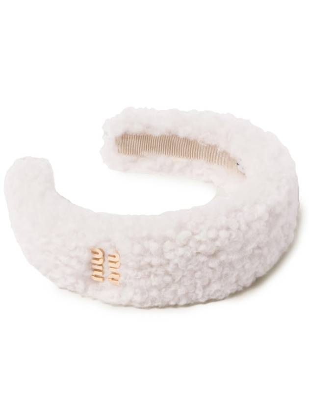 Logo Shearling Hairband White - MIU MIU - BALAAN 2